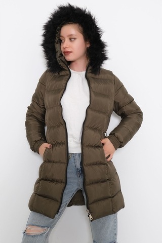 Kemerli Şişme Mont Haki - 6117.1555. Haki
