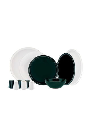 Karaca  Elara Green White 57 Parça 12 Kişilik New Bone Yemek Takımı