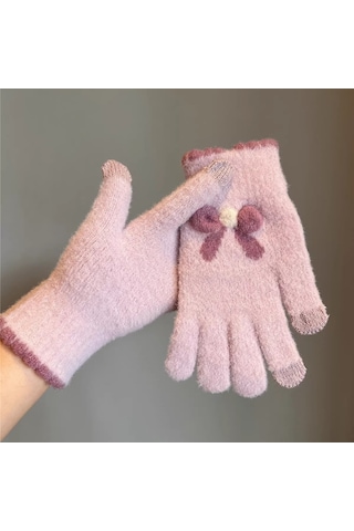 Kadın Soğuk Geçirmez Sevimli Eldiven Mor