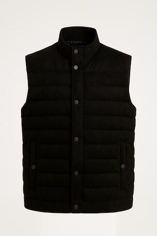 Ezr Çıtçıtlı Erkek Slim Fit Siyah Süet Yelek - 7445 Siyah