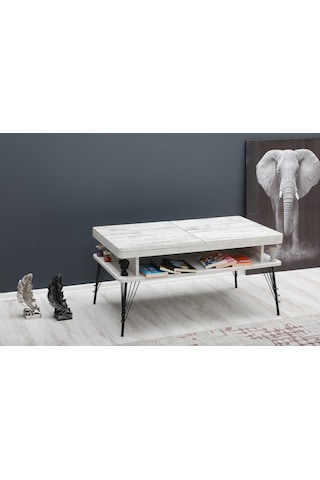 Satranç Ve Tavla Orta Sehpa beyaz