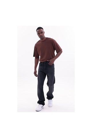 Freemen Erkek Baggy Bol Kesim Kot Pantolon Koyu Siyah