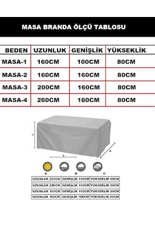 Premium Kalın Bahçe Mobilya Brandası Masa Sandalye Kılıfı,bedenli Gri - Gri