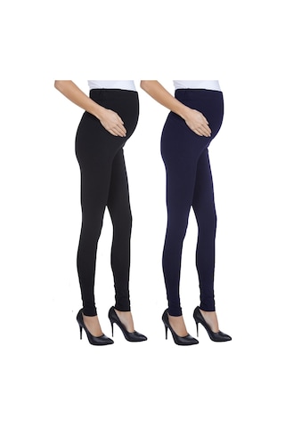 Luvmabelly Myra8001 8009 Beli Ayarlanabilir Hamile Tayt Seti-lacivert - Siyah