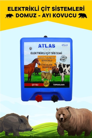 Atlas Elektrikli Çit Cihazı Domuz Ayı Kovucu 5 Yıl Garanti Atlas Elektrikli Çit Cihazı Domuz Ayı Kovucu 5 Yıl Garanti