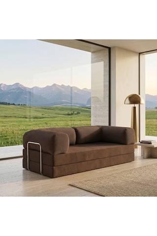 Nestime 200x100 Comfortnest Kanepe / Aktivite Koltuğu / Yatak 50 Dns Dayanıklı Orta Sert Sünger, Çıkarılabilir Kılıf, Pati Dostu Fitilli Kadife Kumaş Acı Kahve