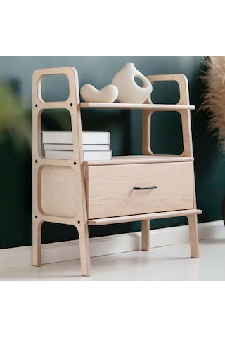 Woodesk Boulder, Ahşap Çekmeceli Kitaplık, 90x75 Natural Renk