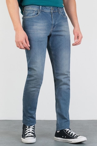 HLT Jeans Erkek Açık Mavi Taşlamalı Slim Fit Denim Jeans Kot Pantolon