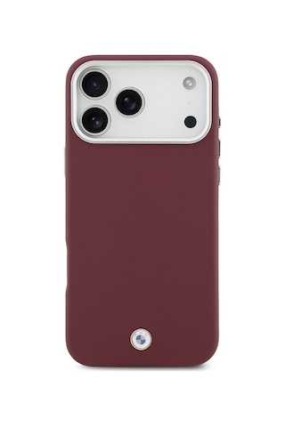 İphone 17 Pro Max Uyumlu Kılıf Bmw Lisanslı M-safeli Metal Logolu Tam Kaplama Deri Kapak Kırmızı Kirmizi