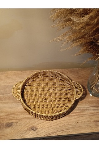 Hasır Rattan Sunum Tepsi Küçük Boy Organizer Yuvarlak Diğer
