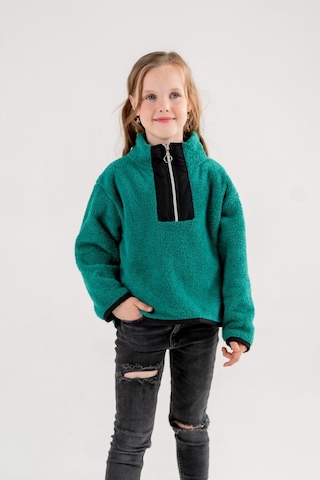 Garnili Peluş Kız Çocuk Sweat 4523 Yeşil