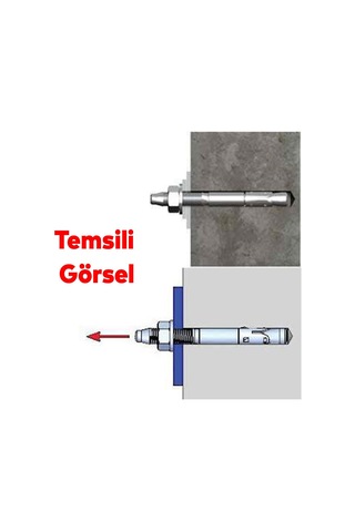 Klipsli Dübel M12 X 90 Mm 8 Adet Set Çelik Gövdeli Beton Tuğla Taş Uyumlu Güçlü Sabitleme Dübel Seti