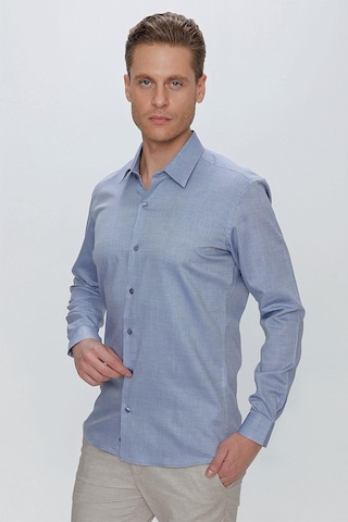 Gk 674 Slim Fit Koyu Mavi Klasik Gömlek Mavi