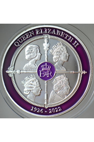 İngiltere Kraliçe Iı. Elizabeth Anısına 1926-2022. Kapsülünde Renkli Proof Baskı 45 Mm Çil.