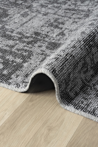 Antik Gri Halı Yıkanabilir Kaymaz Taban Şönil Kilim Dokuma Pamuk Taban Kilim 10119a Gri