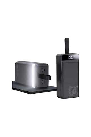 Powerbank Çoklu Şarj Girişi 50.000 Mah Taşınabilir Dijital Göstergeli Kopya Çok Renkli