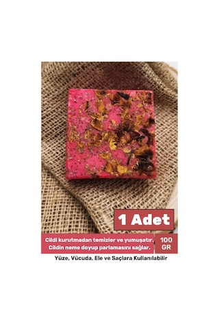 %100 Bitkisel Doğal El Yüz Saç Cilt Vücut Güzel Kokulu Orijinal Saf Gül Sabunu 100g - 1 Adet