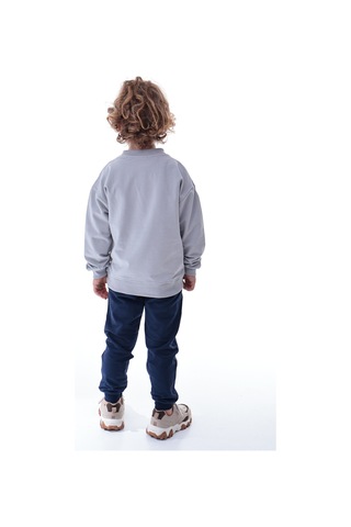 Erkek Çocuk Polar Eşofman Takımı Yumuşak Kumaş Kapüşonlu Sweat & Rahat Jogger Alt Gri