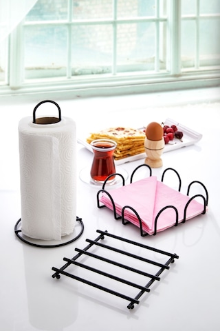 İliva Nihale Peçetelik Havluluk Seti 3'lü Siyah