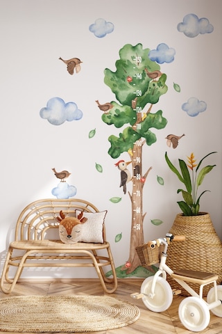 Sevimli Unicorn Ve Rengarenk Figürler Temalı Boy Ölçer Boy Cetveli Sticker Seti Çocuk Çiçekli Yıldız Dijital Baskı