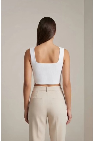 LUXSTOREE Kadın Beyaz Kalın Askılı Crop Top Büstiyer Modern Ve Şık Tasarım Çok Renkli