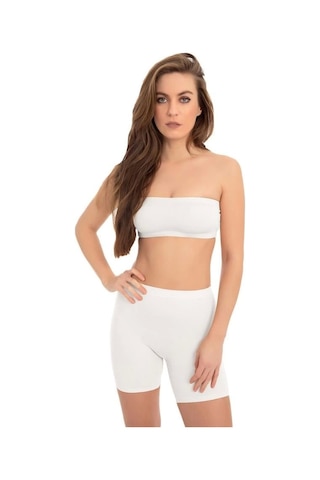 Cottonhill Premium - Kadın Ultra-rahat Seamless Yüksek Bel Uzun Paça Boxer-beyaz Beyaz