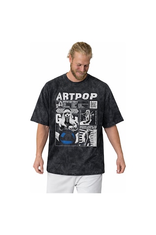 Sevbano Tasarım Artpop Lady Gaga Şarkıcı Baskılı Unisex Oversize Vintage Siyah