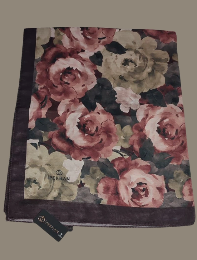 Bordo Winter Bloom Soft Şal Bordo