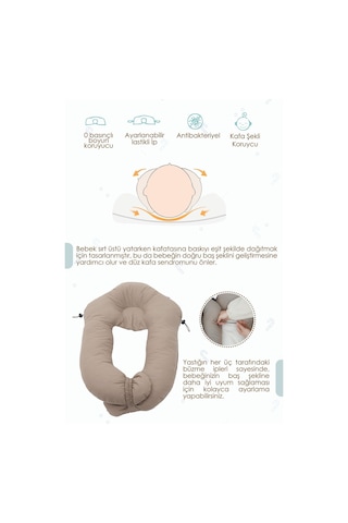 Mordesign Moresleep 2'si 1 Arada Bebek Sarılma Ve Şekillendirme Yastığı, Düz Kafa Yastığı,pamuklu,uyku Yastığı Kapiçino Zg10194-5