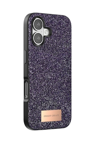 Sptmgldı Onegif Apple Apple iPhone Uyumlu  17 Bright Simli Kapak - Derin Mor
