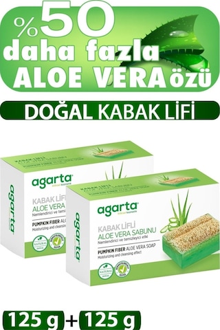 Agarta Doğal Kabak Lifli El Yapımı Aloe Vera Sabunu 2 x 125 G