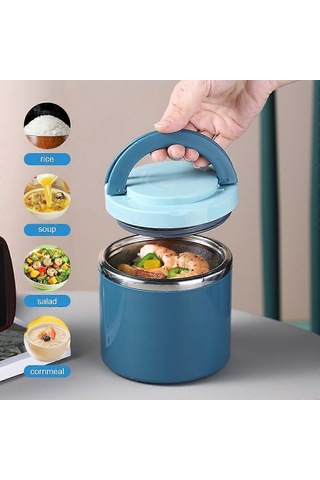 1l Termal Gıda Kabı, Termal Kap, Yiyecekleri Sıcak Tutma Kabı, Termal Öğle Yemeği Kutusu, Yalıtımlı Kap Çok Renkli