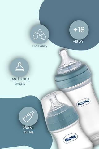Mooma Kindy 150 ve 250 Ml Biberon Yenidoğan Başlangıç Seti - Bowl Blue