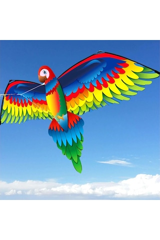 Vkemall 3d Renkli Papağan Uçurtma, 140x78cm, Hafif Dayanıklı, 100m İp Ve Taşıma Çantası, Çocuklar İçin Park/plajda Eğlence