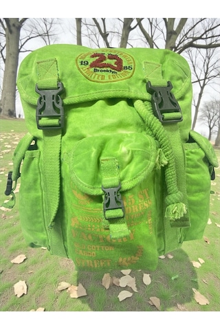 Kaliteli Tek Gözlü Vintage Disayn Unisex Sırt Günlük Okul Gezi Kamp Trekking Çantası Kc Ahtapot Bag Haki Yeşil