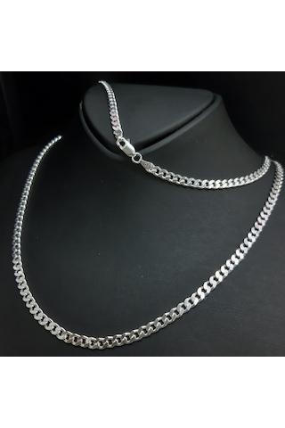 Bir Gümüş Aşkı 925 Ayar Gümüş Gurmet Erkek Zincir Kolye 3.8 MM