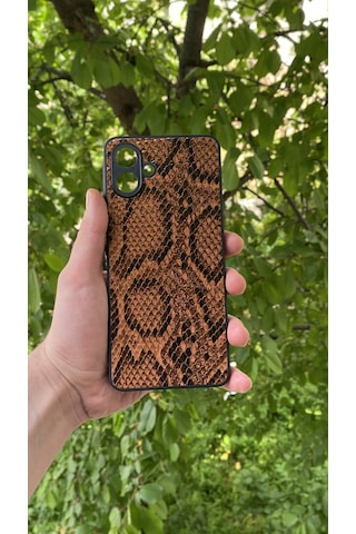 Samsung Uyumlu Galaxy A07 Yılan Desenli Kabartma Dokulu Kılıf Kiremit