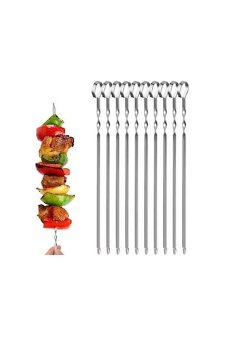 Didadodo 10 Adet Paslanmaz Çelik Şiş - Dayanıklı Ve Yeniden Kullanılabilir Barbekü Şişleri, Küçük Boy