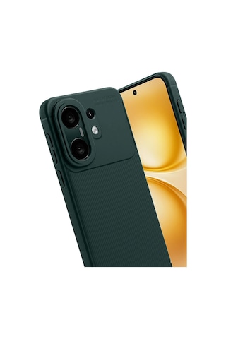 Vivo X200 Fe Uyumlu Kılıf Karbon Tasarım Kamera Korumalı Silikon Telefon Kılıfı Kapak Koyu Yeşil