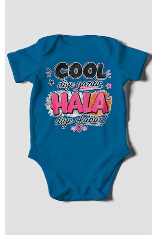 Morivokids Cool Diye Yazılır Hala Diye Okunur Kısa Kollu Bebek Body %100 Pamuk Koyu Mavi
