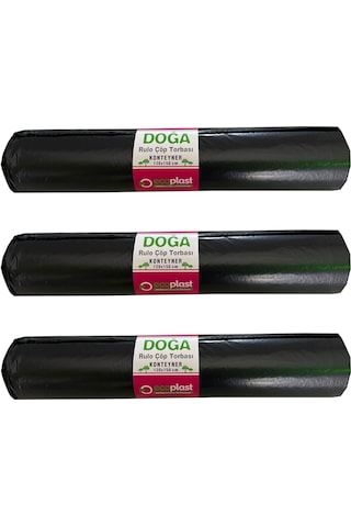 Doğa 240 L Siyah Hantal Konteyner Çöp Torbası 700 G 3 x 10'lu 120 x 150 CM