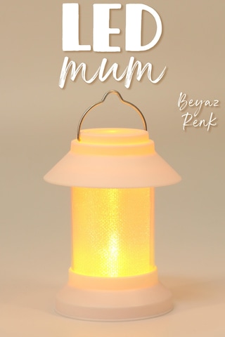 Led Mum Sokak Lambası Tip Kulplu Dumansız Pilli Alevli Dekoratif Yapay Mum Işıldak Beyaz 1036-9