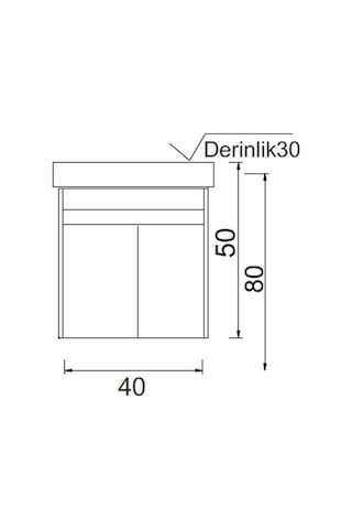 Denko Natalia 40 Cm Mdf Kül Gri Banyo Dolabı Alt Modül Ve Seramik Lavabo Gri