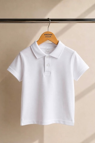 Minigimin Cicileri Polo Yaka Kısa Kol Unisex Çocuk Okul Tşörtü - Beyaz