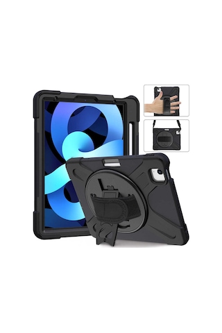 İpad Air 11 2025 M3 A3266-a3267 İle Uyumlu Yüksek Korumalı Askı Kayışlı Tablet Silikon Kılıf Tablet Kılıfı