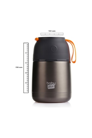 Baby Plus Vakumlu Çift Taraflı Mama Termosu 450 ML Gri
