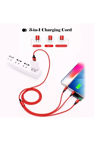 Fosenze Gümüş Nilon Örgü 3'lü Şarj Kablosu - Type-c, Micro Usb Ve İ-ürün Uyumlu Hızlı Şarj, Dayanıklı Ve Esnek Tasarım