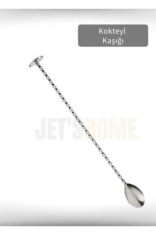 Kokteyl Kaşığı Paslanmaz Barista Kaşığı Pratik Barmen Kaşığı Çelik 30 Cm Metalik