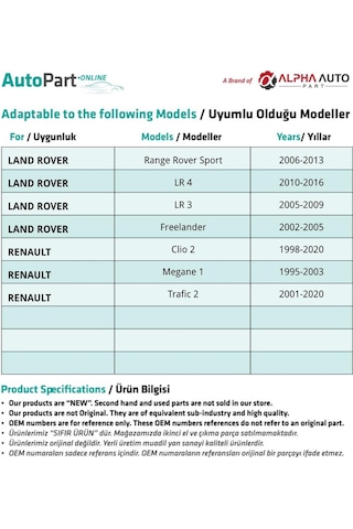 Land Rover Range Rover, Freelander, Lr4, Lr3 İçin Döşeme Klipsi- 50'li