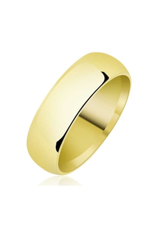 6 Mm Düz Bombeli Gold Gümüş Alyans